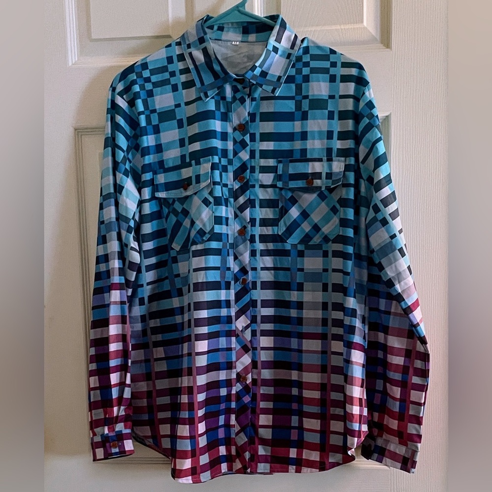 Gradient Plaid Shirt XL